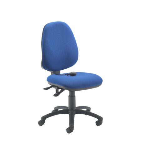 Calypso Ergo 2 Lever Office Chair in Royal Blue, no arms, featuring a lumbar pump and adjustable mechanisms.