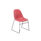 Lizzie Skid Chair in red with a molded plastic seat and sleek black metal base.