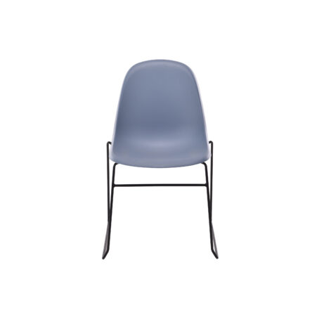 Lizzie Skid Chair with a curved blue plastic seat and black tubular steel frame, designed for cafes and meeting rooms.
