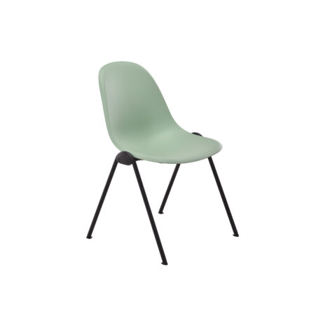 Lizzie 4 Leg Chair in green with a smooth seat and black metal legs.