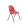 Lizzie 4 Leg Chair in red with a sleek plastic seat and sturdy black metal legs.
