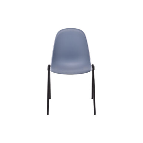 Lizzie 4 Leg Chair with a curved blue plastic seat and black tubular steel A-frame, designed for dining or meeting spaces.