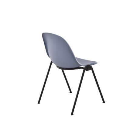 Lizzie 4 Leg Chair with curved plastic seat in grey, robust tubular steel A-frame, non-marking feet for floor protection.