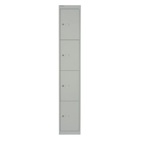 Bisley 4 Door Locker in Goose Grey, Size: 45.7, featuring four individual locking compartments.