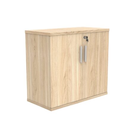 Cupboard 730 High in Canadian Oak finish with two silver handles and locking mechanism. FSC certified.