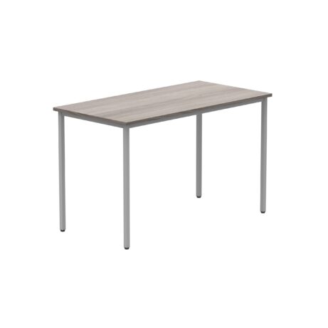 Rectangular multi-use table, 1200x600 mm, Alaskan grey oak top, silver frame, FSC certified.