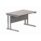 Rectangular office desk with Alaskan Grey Oak top and silver steel double upright cantilever frame, dimensions 1200 x 800 mm.
