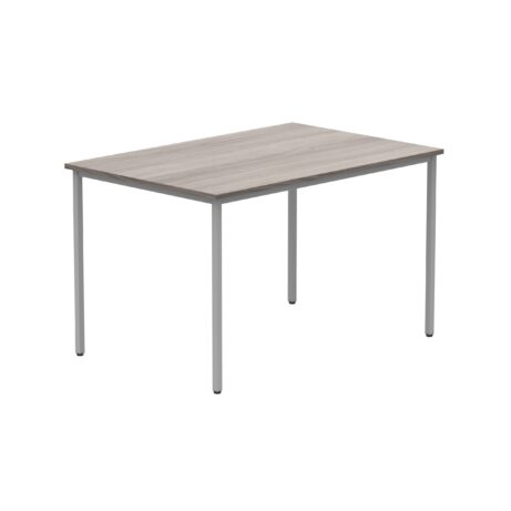 Rectangular multi-use office table, 1200x800mm, Alaskan grey oak top, silver frame. FSC certified.
