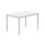 Rectangular multi-use table with Arctic White top, silver frame, dimensions 1200 x 800 mm. FSC certified.