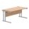 Rectangular office desk with Norwegian Beech top and silver steel double upright cantilever frame, dimensions 1600x800mm.