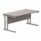 Rectangular office desk with Alaskan Grey Oak top and silver steel double upright cantilever frame, dimensions 1600 x 800 mm.
