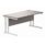 Rectangular office desk with Alaskan Grey Oak top and white steel double upright cantilever frame, dimensions 1600 x 800 mm.