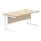 Rectangular office desk with Canadian Oak top and white steel cantilever frame, measuring 1600 x 800 mm.