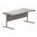 Rectangular office desk with Alaskan grey oak top, silver steel cantilever frame, dimensions 1600 x 800 mm.
