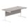 Rectangular office desk with Alaskan grey oak top, white steel cantilever frame, dimensions 1600 X 800 mm.