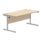 Rectangular office desk with Canadian Oak top, 1600 x 800 mm, silver steel cantilever frame.