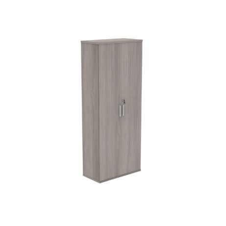 Tall cupboard in Alaskan Grey Oak, 1980mm high, featuring a single door with a silver handle. FSC certified.
