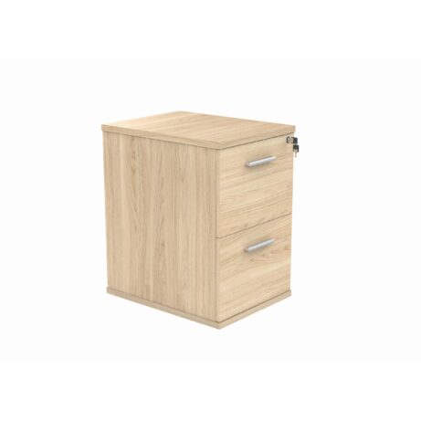 Filing cabinet office storage unit in Canadian Oak with 2 drawers and a secure lock.