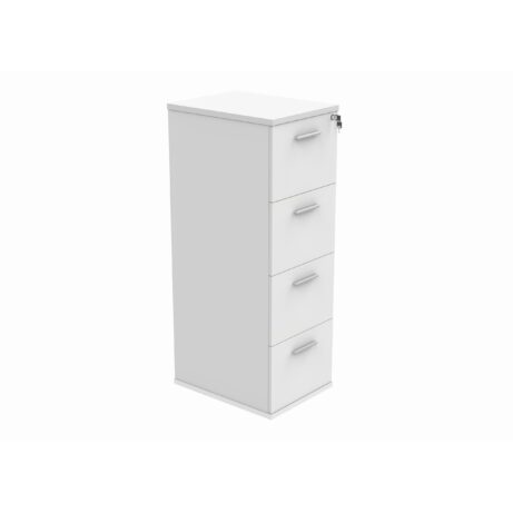 Filing cabinet office storage unit with 4 drawers in Arctic White, featuring a lock and sleek design.