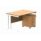 Double upright rectangular desk in Norwegian Beech with white frame and a 3-drawer mobile pedestal. Dimensions: 1200x800mm.