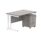 Double upright rectangular desk in Alaskan Grey Oak with a white frame, featuring a 3-drawer mobile under-desk pedestal.