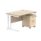 Double upright rectangular desk in Canadian Oak with white frame, featuring a 2-drawer mobile pedestal. Dimensions: 1200 x 800.