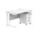 Double upright rectangular desk, 1200x800mm, Arctic White top and white frame, with 3-drawer mobile pedestal.