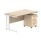 Double upright rectangular desk in Canadian Oak with white frame and 3-drawer mobile under desk pedestal. Dimensions 1400 x 800.