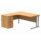 Double upright left-hand radial desk in Norwegian Beech with a silver desk high pedestal, 1600x1200mm top, 600mm deep.