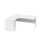Double upright left hand radial desk with desk high pedestal, Arctic White finish, dimensions 1600 x 1200mm, 600mm deep pedestal.