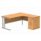 Double upright right-hand radial desk in Norwegian Beech with silver frame and 600mm deep desk high pedestal.