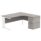 Double upright right hand radial desk with desk high pedestal in Alaskan Grey Oak/White, 1600x1200mm, 600mm deep.