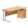 Double upright rectangular desk in Norwegian Beech with silver frame and 3-drawer mobile under-desk pedestal.