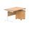 Single upright rectangular desk in Norwegian Beech with a white frame and a 2-drawer mobile under desk pedestal.