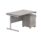 Single upright rectangular desk in Alaskan Grey Oak with silver frame and 2-drawer mobile pedestal. Dimensions: 1200x800 mm.
