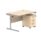 Single upright rectangular desk with Canadian Oak top, silver frame, and three-drawer mobile pedestal. Dimensions: 1200x800 mm.
