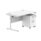 Rectangular desk in Arctic White with silver frame, featuring a mobile 2-drawer pedestal on wheels. Desk dimensions: 1200x800 mm.
