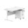 Single upright rectangular desk with arctic white top, white frame, and 2-drawer mobile pedestal. Dimensions: 1200 x 800 mm.