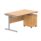 Single upright rectangular desk with Norwegian Beech top and silver frame, featuring a 3-drawer mobile pedestal.