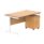 Single upright rectangular desk with Norwegian Beech top and white frame, featuring a 2-drawer mobile pedestal.