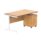 Single upright rectangular desk in Norwegian Beech with a white frame, paired with a mobile three-drawer pedestal.