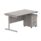 Single upright rectangular desk in Alaskan Grey Oak with silver frame and 3-drawer mobile pedestal. Dimensions: 1400 x 800 mm.