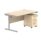 Single upright rectangular desk in Canadian Oak with silver frame and three-drawer mobile pedestal. Dimensions: 1400 x 800 mm.