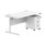 Single upright rectangular desk with Arctic White top and silver frame, paired with a 3-drawer mobile pedestal.