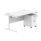 Single upright rectangular desk 1400x800mm in Arctic White with white frame and two-drawer mobile under desk pedestal.