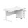 Single upright rectangular desk with Arctic White top, white frame, and three-drawer mobile under-desk pedestal.