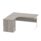 Single upright left hand radial desk with desk high pedestal, Alaskan Grey Oak finish, dimensions 1600 x 1200mm.