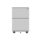 Silver steel mobile under desk storage unit with three drawers and wheels for easy mobility.