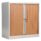 Bisley Essentials Steel Side Open Tambour, 1015mm high, beech carcass, matching orange shutter doors, silver finish.