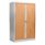 Bisley Essentials Steel Side Open Tambour, 1585mm High, matching shutter doors in orange, beech/silver carcass.